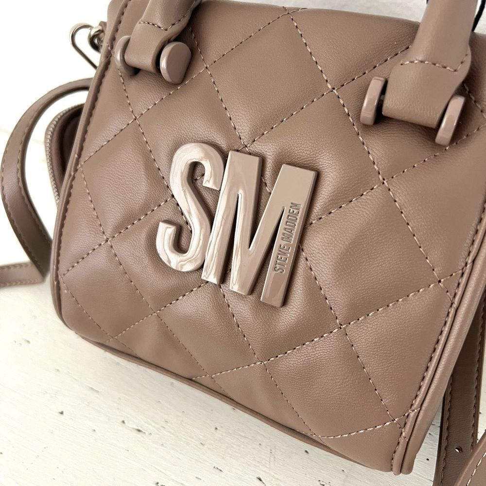 Steve Madden BBABI Crossbody Bag/Purse Quilted-Mushroom Brown-NEW!